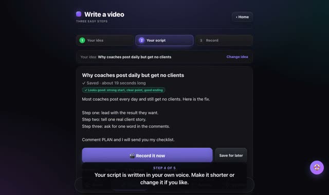 Demo: first script (demo video)